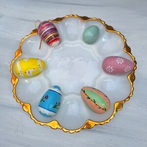 Painted Easter Eggs Wooden and or ceramic Vintage Set